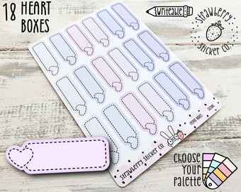 18 Writeable Heart Box Planner Stickers SSC3045