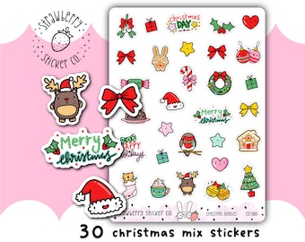30 Christmas Doodle Kawaii Planner Stickers SSC1080