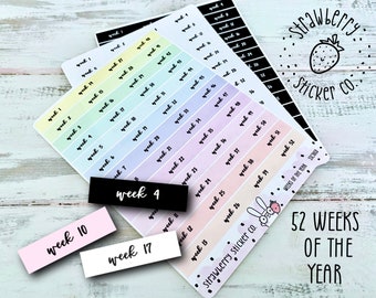 SSC3050 Weeks Of The Year Pastel Planner Stickers 0.94" wide