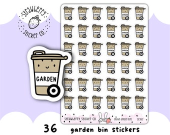 36 pegatinas marrones para el planificador de contenedores de basura con ruedas de jardín SSC1022