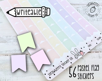 56 Pastel Flags SSC3008 Plain Writeable Bullet Journal Planner Stickers