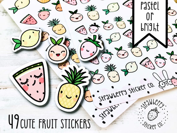 49 cute fruit kawaii succulent planner stickers bright or etsy etsy