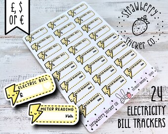 Electricity Bill Tracker Writeable Weekly Cute Planner Stickers SSC1013