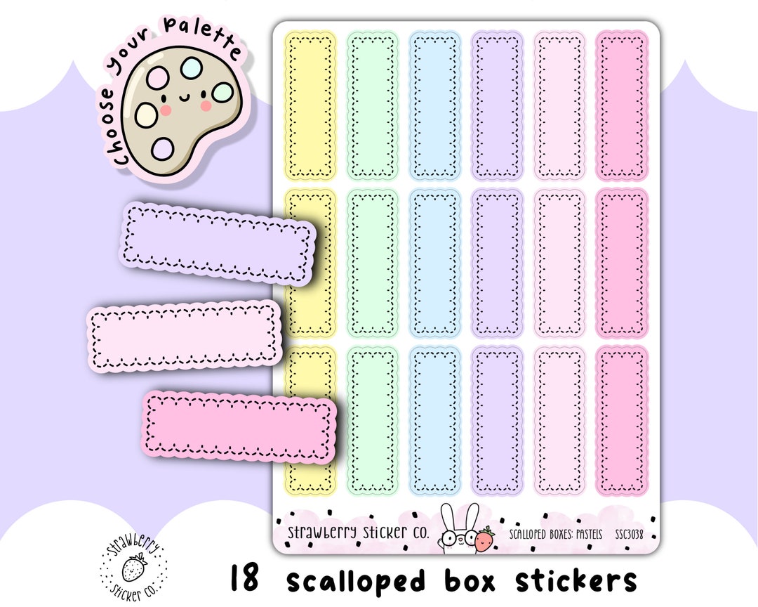 18 Scalloped Boxes Pastel Planner Stickers SSC3038 - Etsy