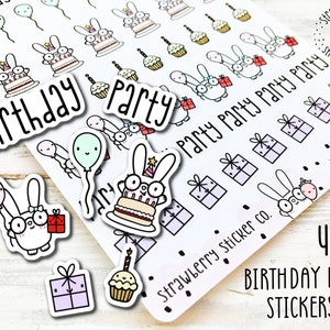 47 Birthday Bunny Mix Cute Kawaii Planner Stickers SSC0001 image 1