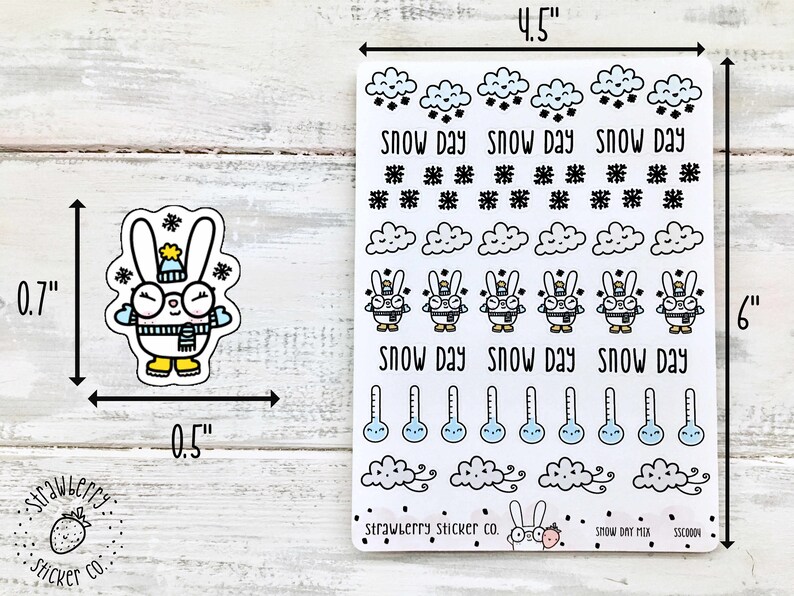 55 Snow Day Weather Mix Kawaii Cute Planner Stickers SSC0004 image 2