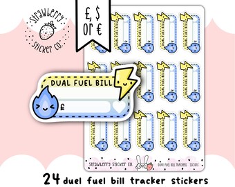 Dual Fuel Bill Tracker Writeable Weekly Cute Planner Stickers SSC1016