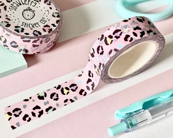 Leopard Print Foiled Pastel Pink Washi Tape - WILD SSC15001