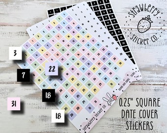 SSC3053 Square Date Cover Pastel Planner Stickers 0.25"