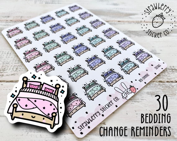 30 Cute Bed Change Reminder Kawaii Planner Stickers SSC1065 | Etsy