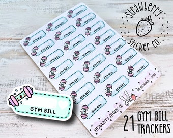 Gym Bill Tracker Writeable Weekly Cute Planner Stickers SSC1028