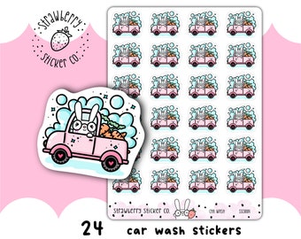 24 Car Wash Reminder Stickers Cute Kawaii SSC0084