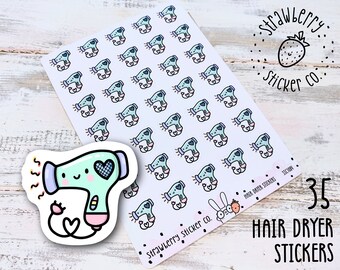 Hair Dryer Tracker Cute Planner Stickers SSC1084