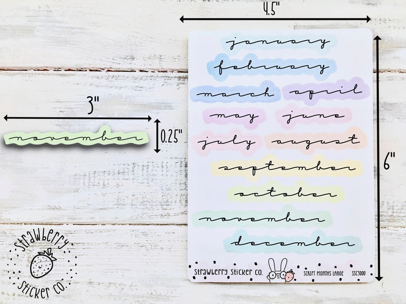 12 Large Monthly Header Bullet Journal Planner Stickers Pastel | Etsy