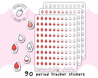 90 Period Tracker Blob Kawaii Planner Stickers SSC1009
