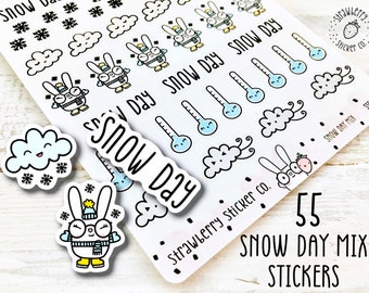 55 Snow Day Weather Mix Kawaii Cute Planner Stickers SSC0004