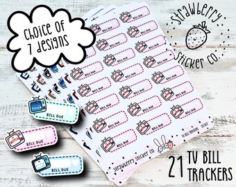 TV Subscription Bill Tracker Writeable Weekly Cute Planner Stickers SSC1027