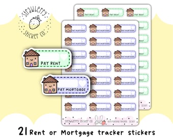 Rent or Mortgage Bill Tracker Writeable Weekly Cute Planner Stickers SSC1019