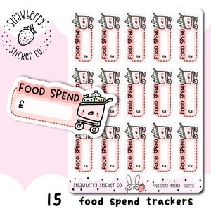 Niedliche Food Spend Tracker Sticker 1.5"- Planer Sticker Sheet SSC1115