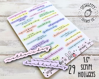 Script Holiday Dates SSC3017 Pastel Bullet Journal Planner Stickers