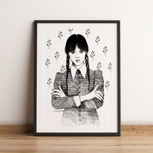 Affiche Wednesday Addams [Wednesday Tim Burton] tirage d’art, illustration, décoration murale, numérique, / mercredi / affiche art mural