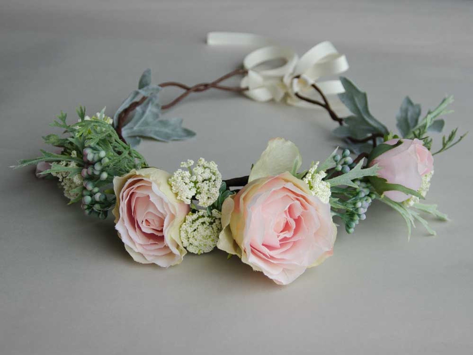Pink rose blooms flower crown wedding crown Etsy