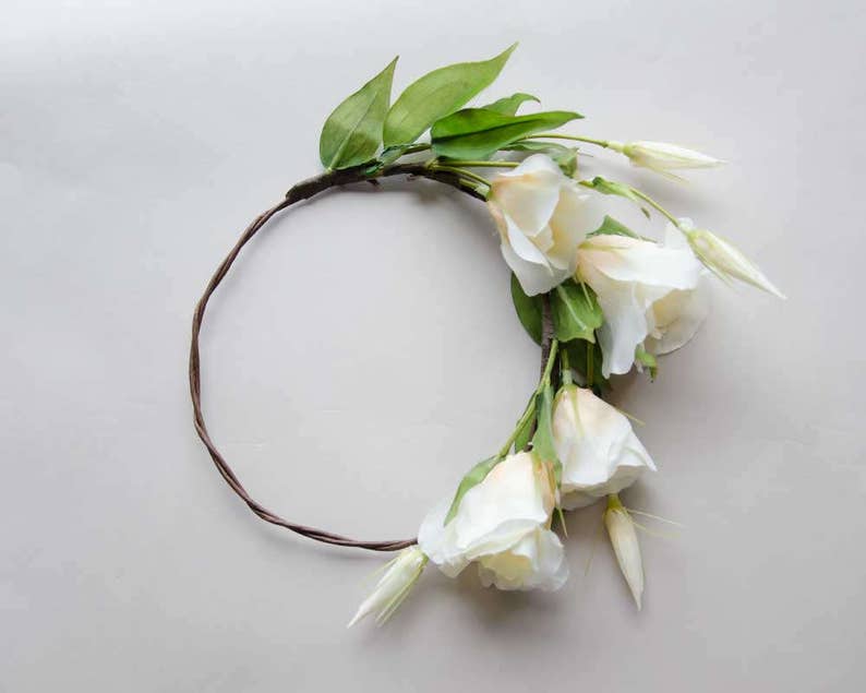 White Bellflower silk flower crown wedding crown Etsy