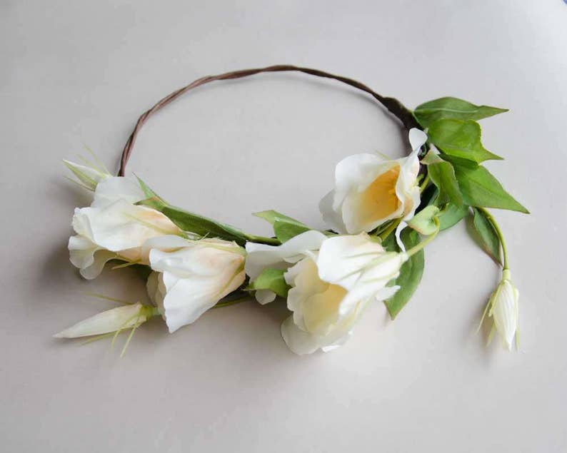 White Bellflower silk flower crown wedding crown Etsy