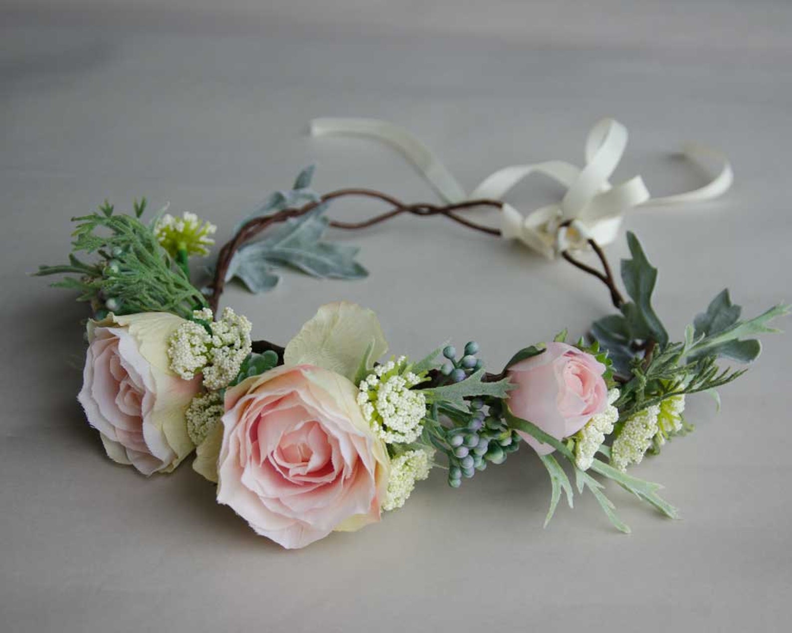 Pink rose blooms flower crown wedding crown Etsy