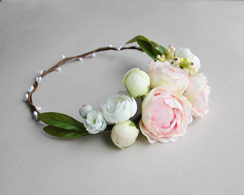 NEW IN Pink peony silk flower crown wedding crown flower Etsy