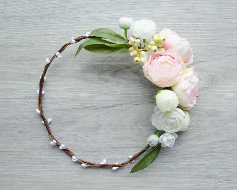 NEW IN Pink peony silk flower crown wedding crown flower Etsy