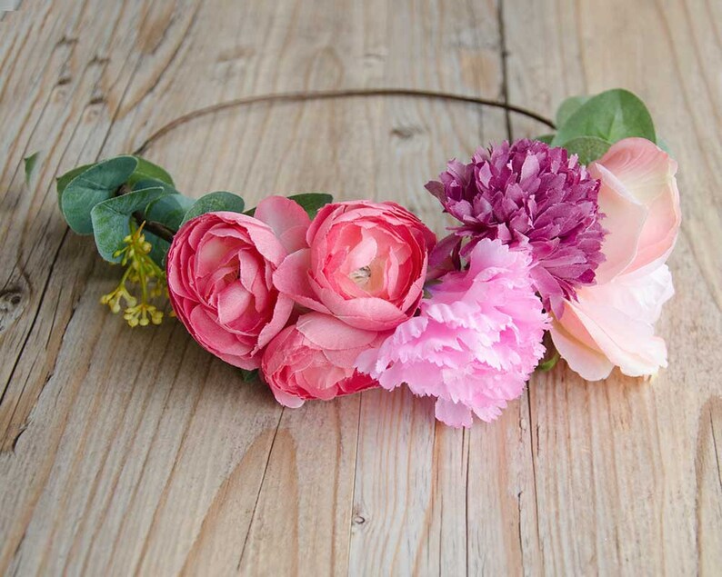 NEW IN Burgundy silk flower crown wedding crown flower Etsy