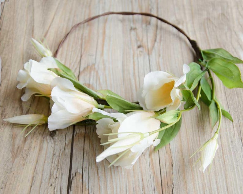 White Bellflower silk flower crown wedding crown Etsy