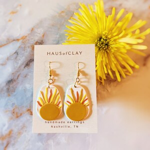 Clay Earrings • Handmade • Groovy Sunshine