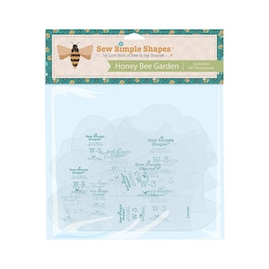 May include: A package of sewing templates labeled "Sew Simple Shapes" by Lori Holt. The package features a bee graphic and the text "Honey Bee Garden." Includes 93 templates. The templates are clear and feature various shapes and sizes.