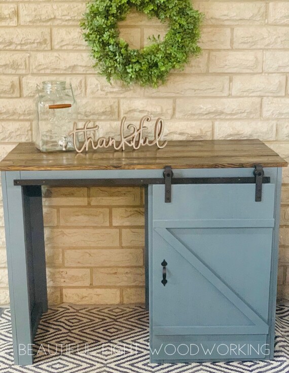 Barn Door Mini Fridge Table Etsy