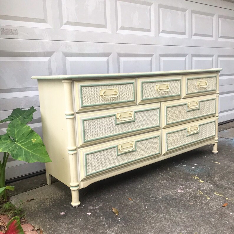 Customize Me Vintage Faux Bamboo Dresser Wicker Look Drawer Etsy