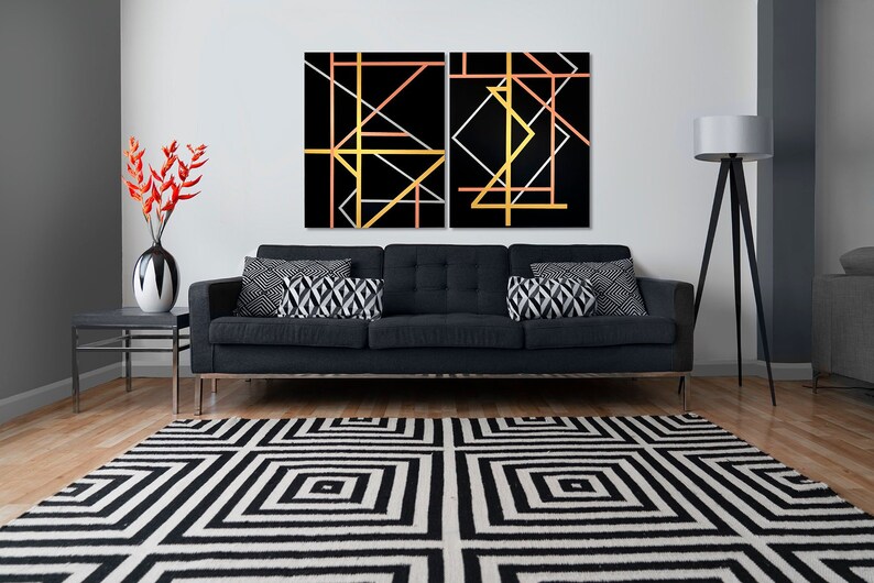 Modern Art Painting Graphic Painting Art Deco Painting Mid Etsy