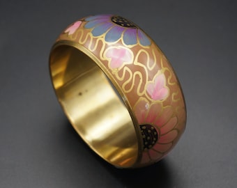 Vintage metal bangle, 1970&#39;s bangle, floral bangle, metal bangle, retro bracelet, vintage bracelet, retro bangle, bangle, bracelet