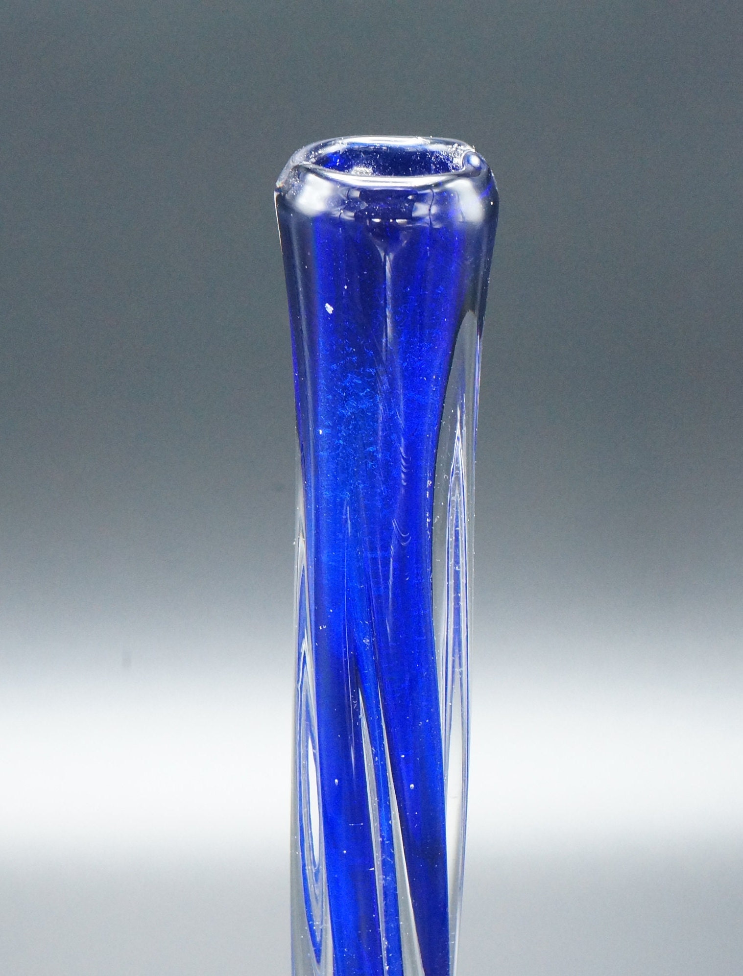 Vintage Blue Glass Vase 1960's Blue Vase Retro Style Etsy UK