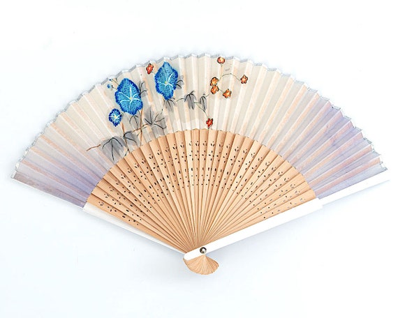 Vintage wooden fan, Oriental fan, vintage fan, wo… - image 1