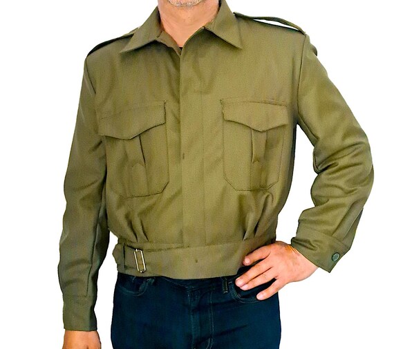 Vintage-Armeejacke, Khaki-Armeejacke, Gabardine-Wolljacke, Grüne