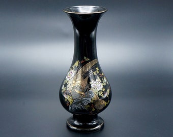 Vintage black vase, Mid Century modern vase, 1960s black vase, 1960's ceramic vase, Mod vase, black vase, modern vase