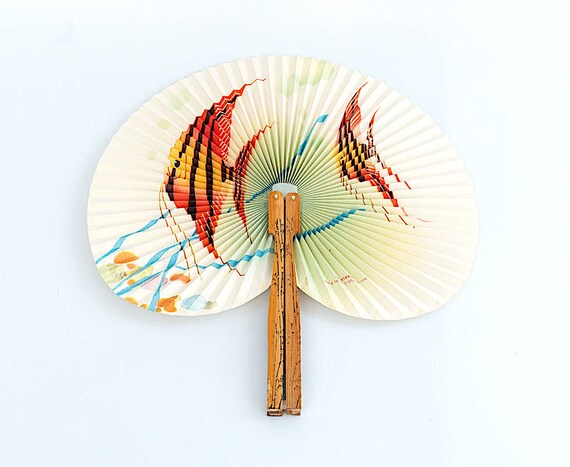 Vintage wooden fan, Oriental fan, vintage fan, wo… - image 5
