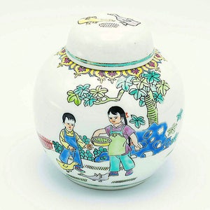 Vintage Ginger Jar, vintage Jar, Ginger jar, storage jar, porcelain ginger jar, hand painted jar, gift