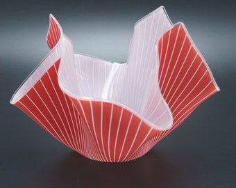 Vintage 1950's Chance Glass "Handkerchief" Bowl, tazón rojo "Tissue", tazón de 1950, tazón de vidrio rojo, frutero, ensaladera, tazón vintage