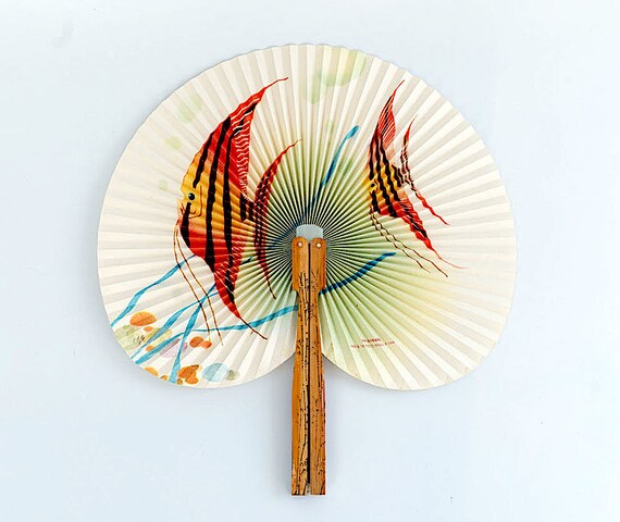 Vintage wooden fan, Oriental fan, vintage fan, wo… - image 3