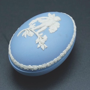 Vintage Wedgwood Blue Jasperware egg dish, trinket dish,ring dish, jewellery box, Wedgwood collectables, Wedgwood china, Wedgwood Jasperware