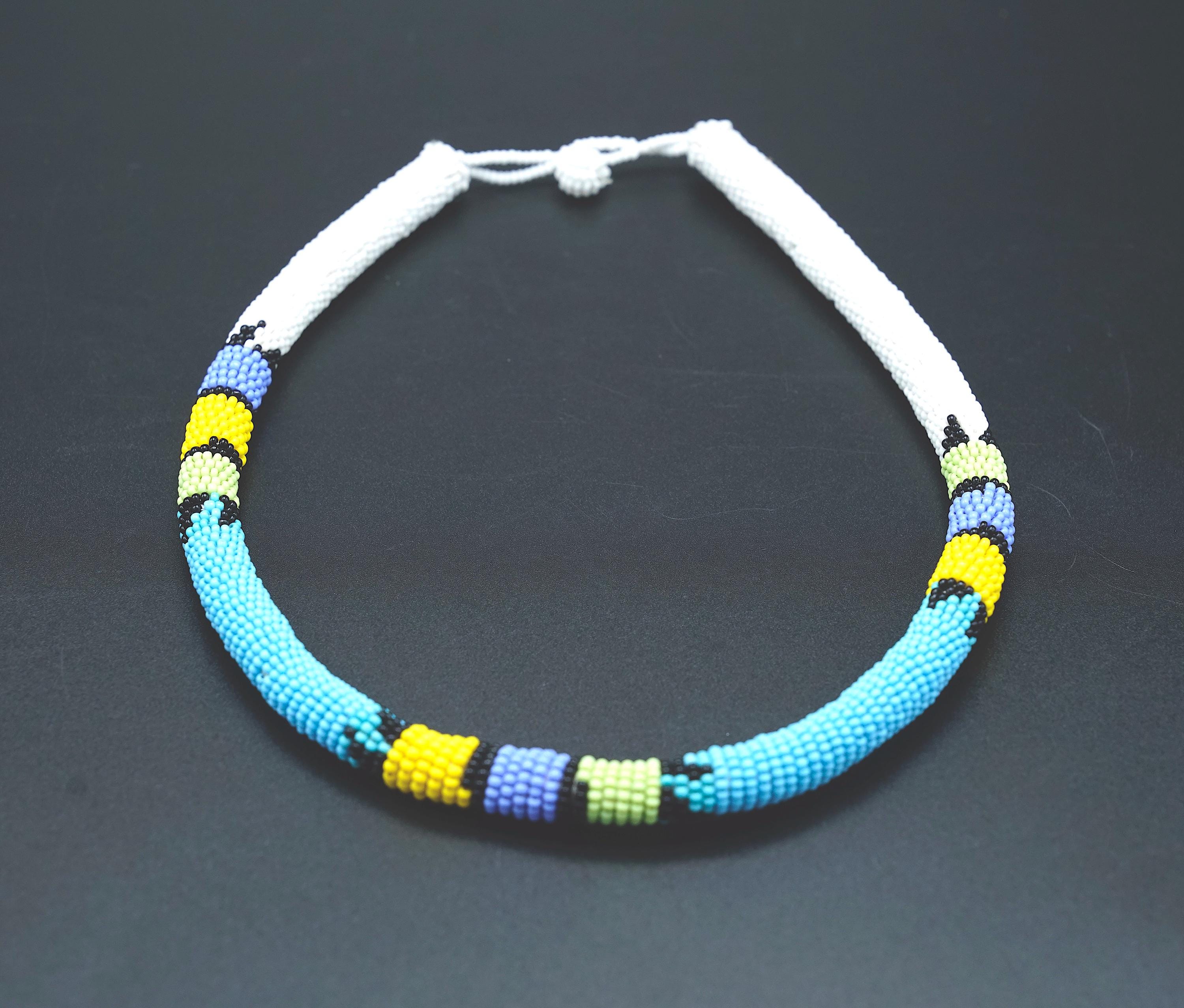 Vintage African necklace, beaded necklace,  beaded choker necklace, vintage necklace, African jewellery,  boho necklace