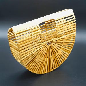 Vintage slat bamboo basket bag, wooden handbag, bamboo bag, vintage bag, summer bag, handmade bamboo bag, original retro design, Bali Bag